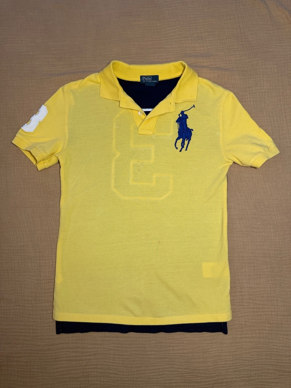 Polo by Ralph Lauren Big Pony Polo Shirt in Yellow Navy and White